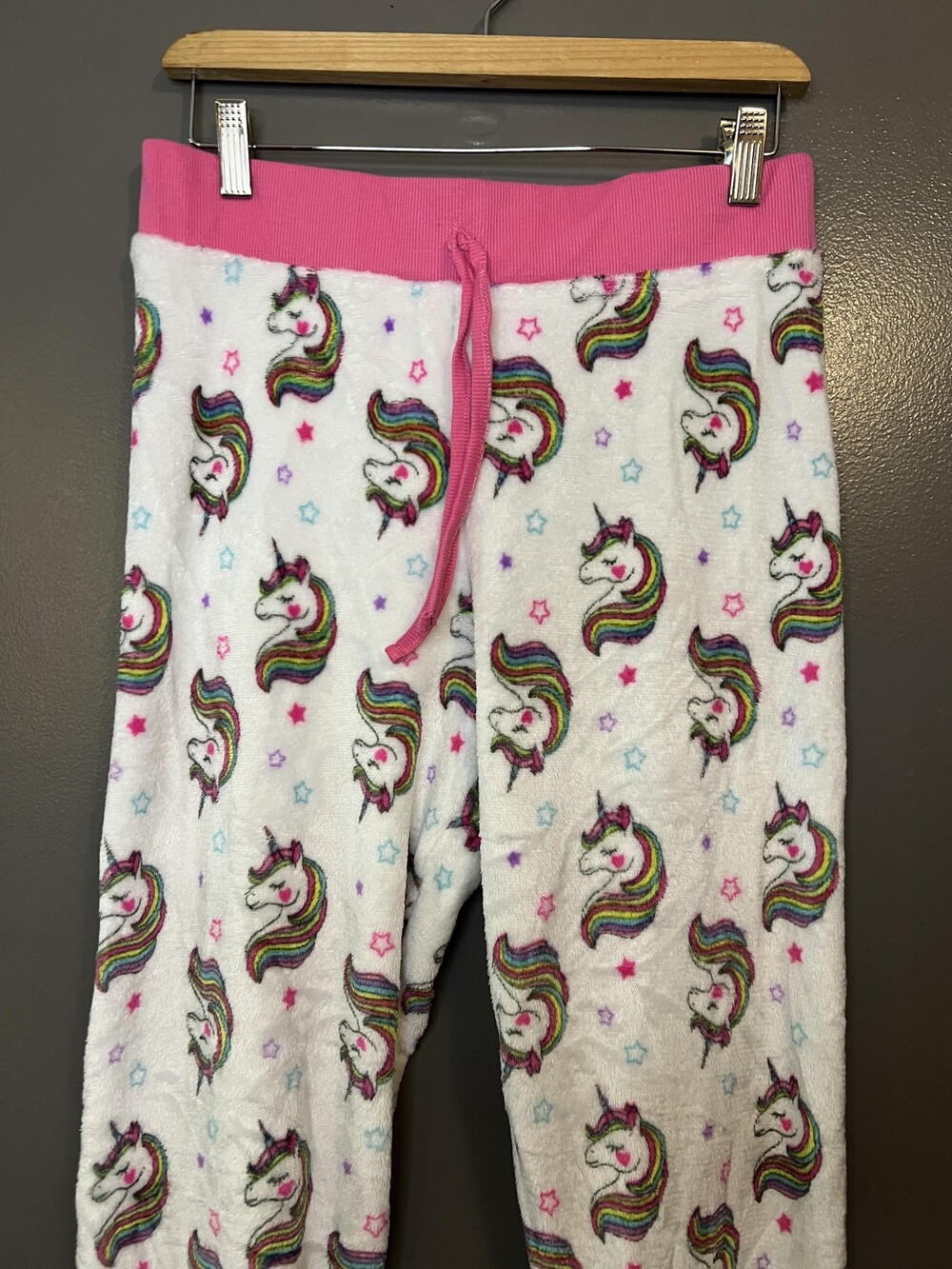 Unicorn Pajama Pants Womens XL Rainbow Fleece Lounge Sleep Drawstring Plush